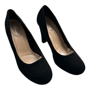 Forever Womens Black Suede Chunky Heel Pumps Shoes Size 8.5